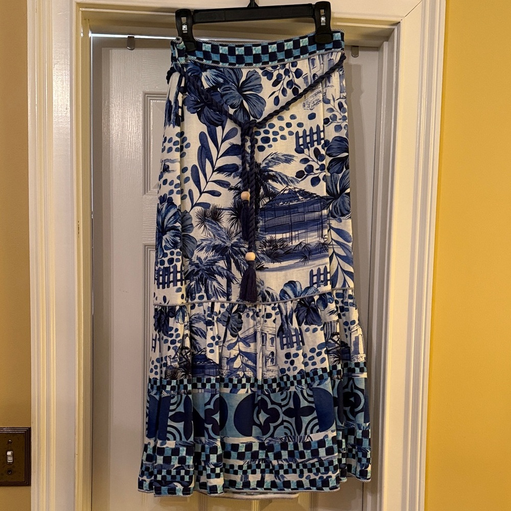 House of Harlow 1960 Navy and White Maxi Skirt